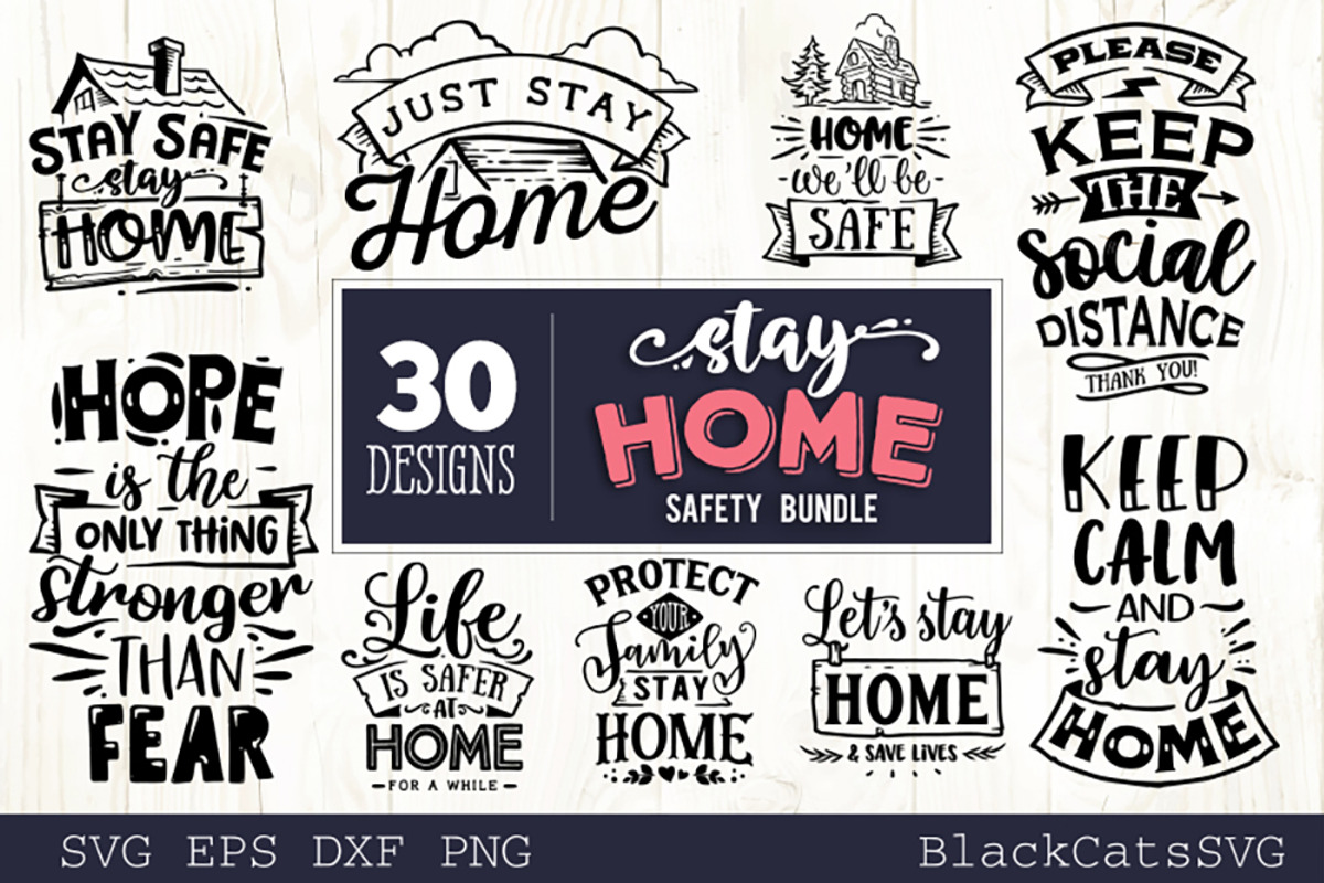 Stay Home Covid 19 SVG bundle, an Illustration by BlackCatsMedia (Photo 2 of 3)