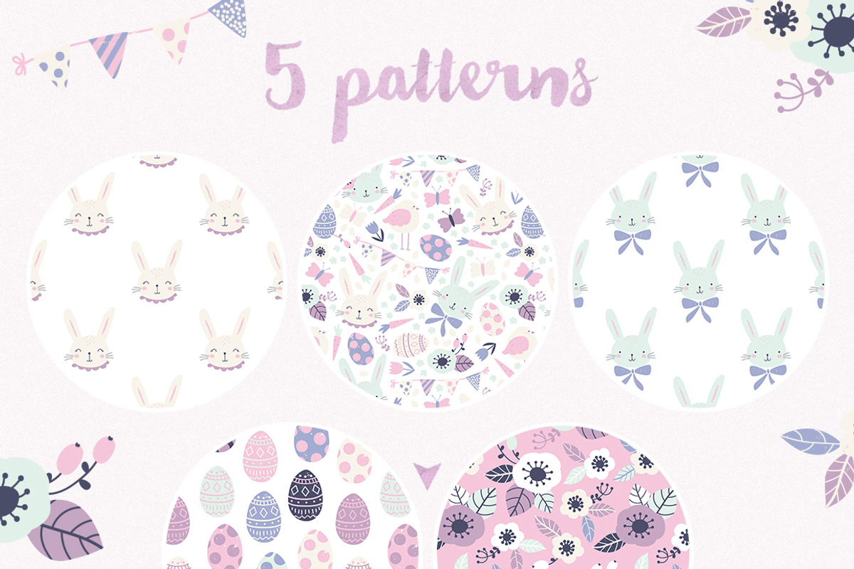 Happy Easter pattern & clipart set, a Pattern Graphic by Inna Moreva (Photo 4 of 5)