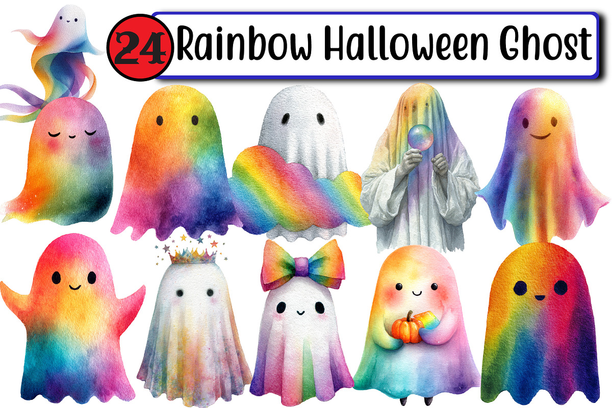 Rainbow Halloween Ghost, an Illustration by Design Market (Photo 1 of 3)
