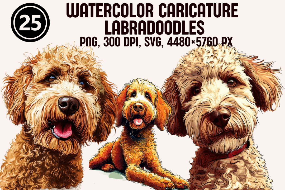 Caricature Cartoon Labradoodles
