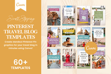 Pinterest Travel Templates Canva, a Social Media Template by Fallon Gerst