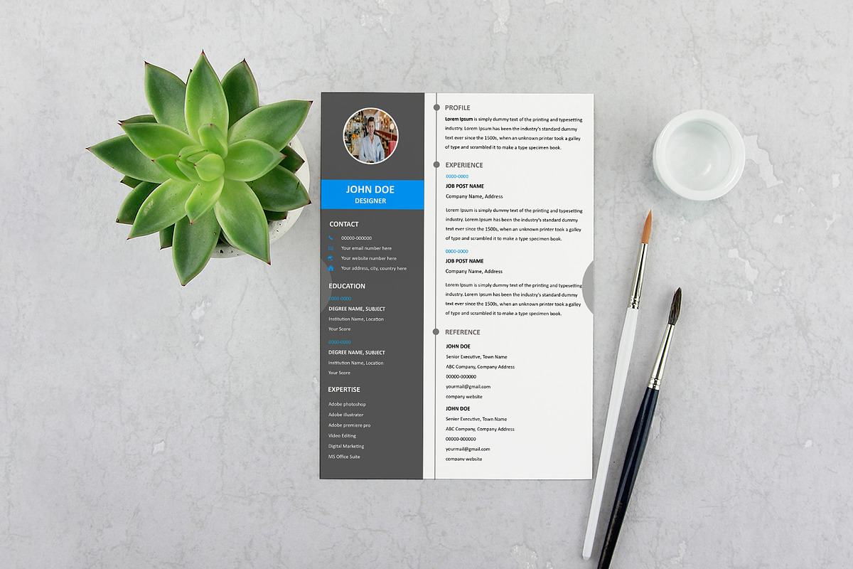 Modern Minimal Resume/CV Design, a Resume Template by Annudesign (Photo 1 of 3)