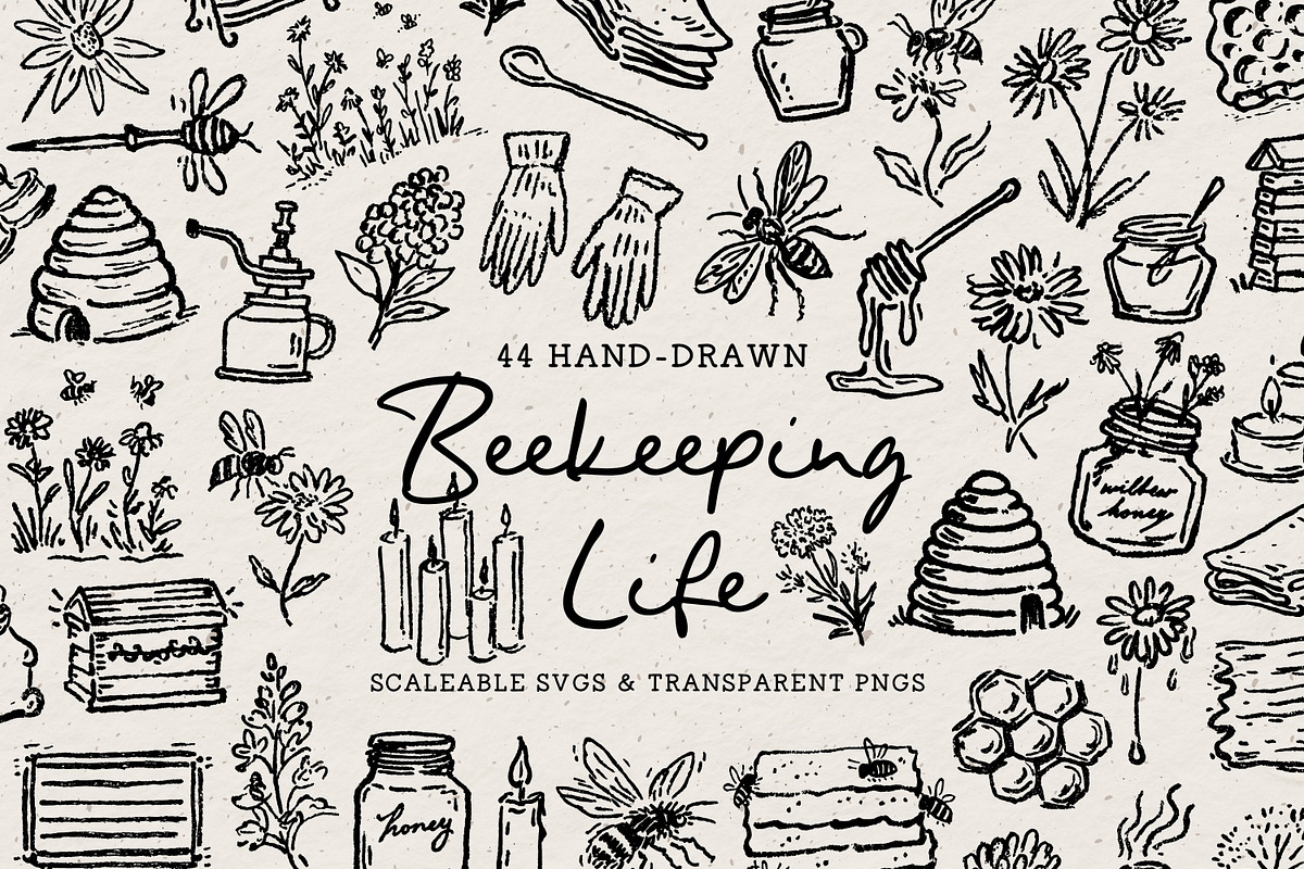 Bee Clipart, Beekeeping Doodles, an Object Illustration by The October Creative (Photo 1 of 6)