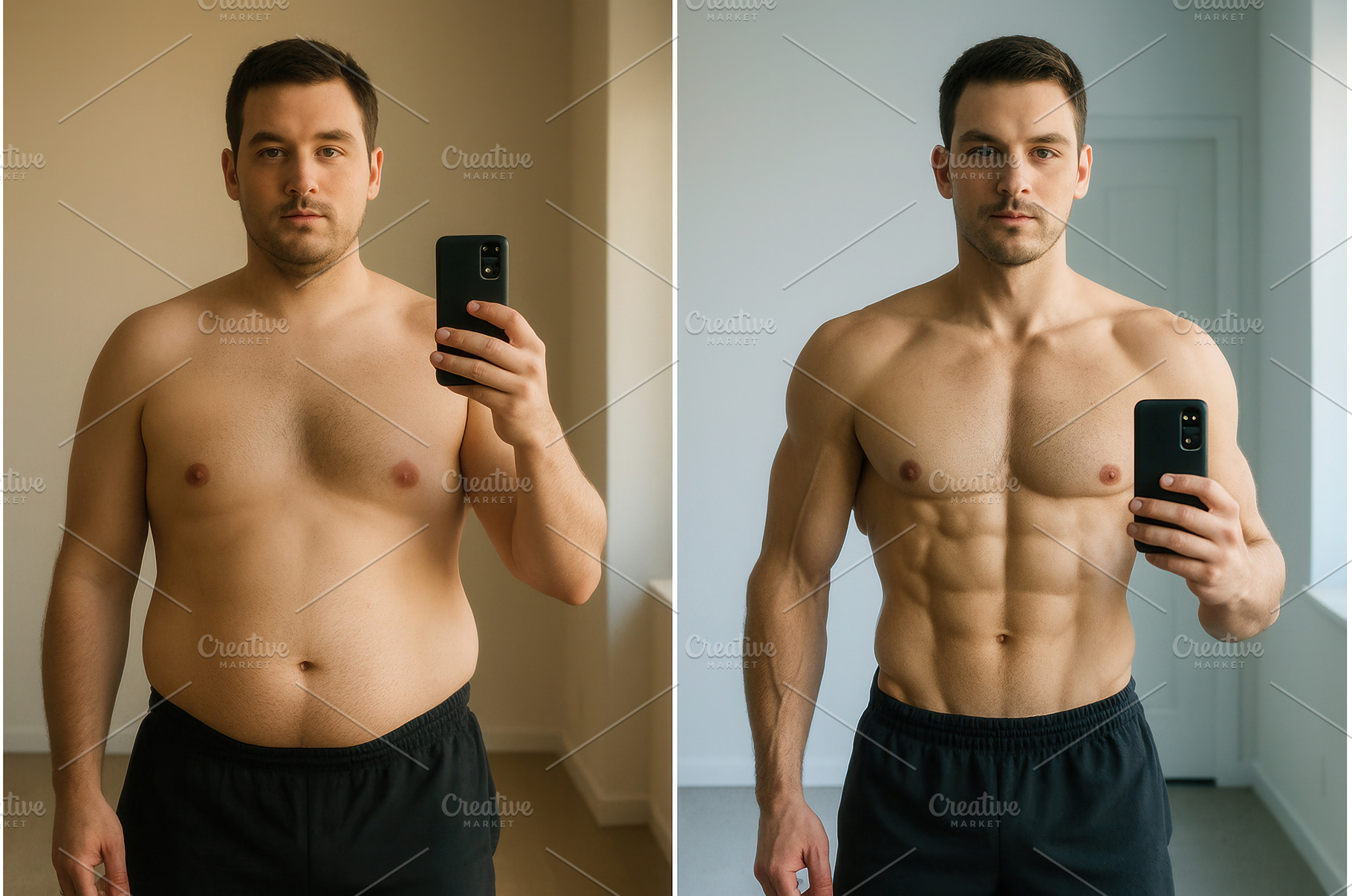 A white man taking two mirror, a Person Photo by Sergey Kotenev