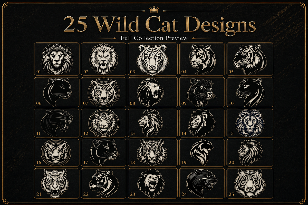 Wild Cat Vector Collection, an Animal Illustration by AvalgaCollectiblesan (Photo 4 of 5)