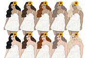 Sunshine Girls Clipart, a Person Illustration by GlamArtZhanna (Thumbnail 4 of 5)