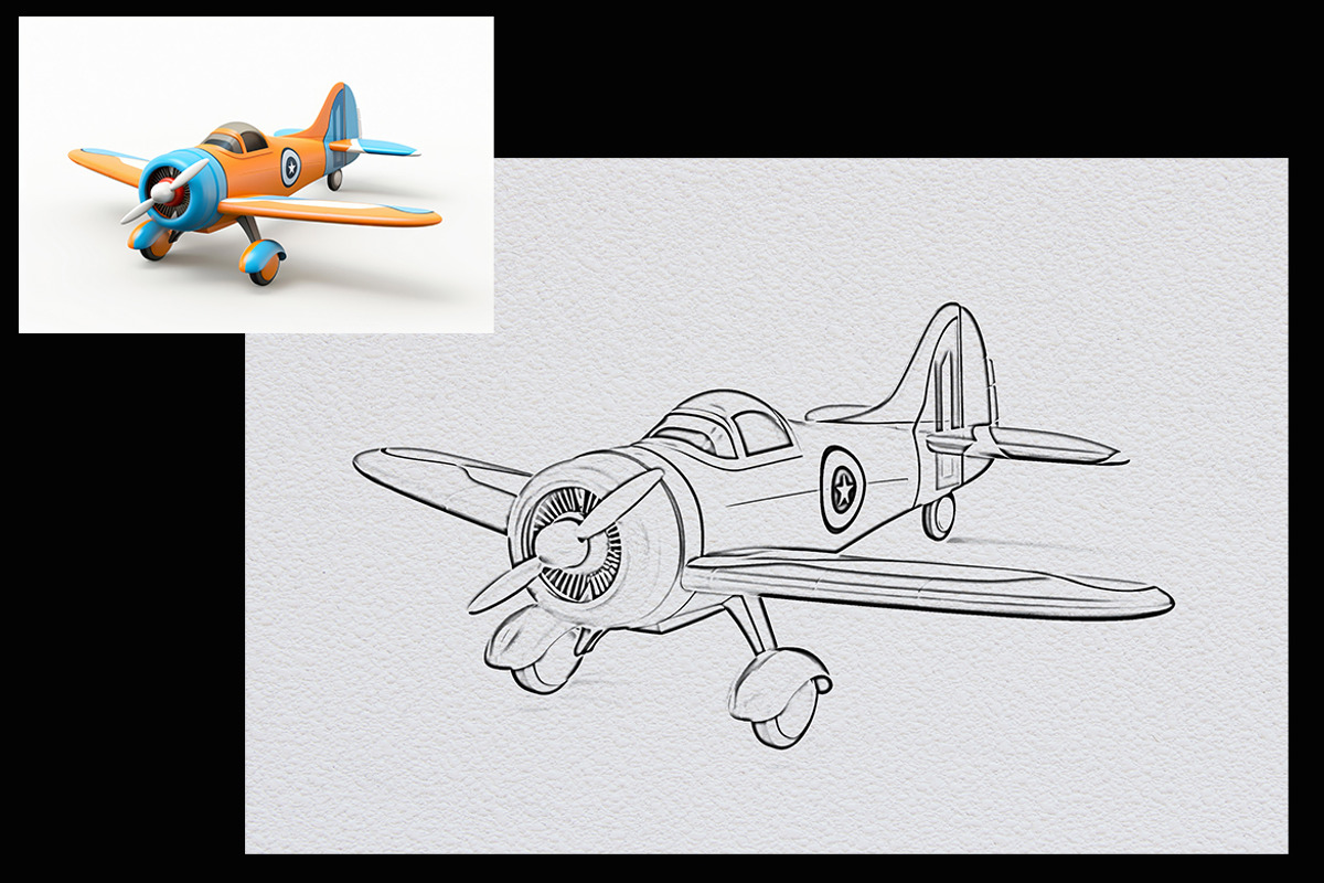 Pencil Sketch Photoshop Template, an Action Add-On by 3d_model_tifotizi (Photo 2 of 2)
