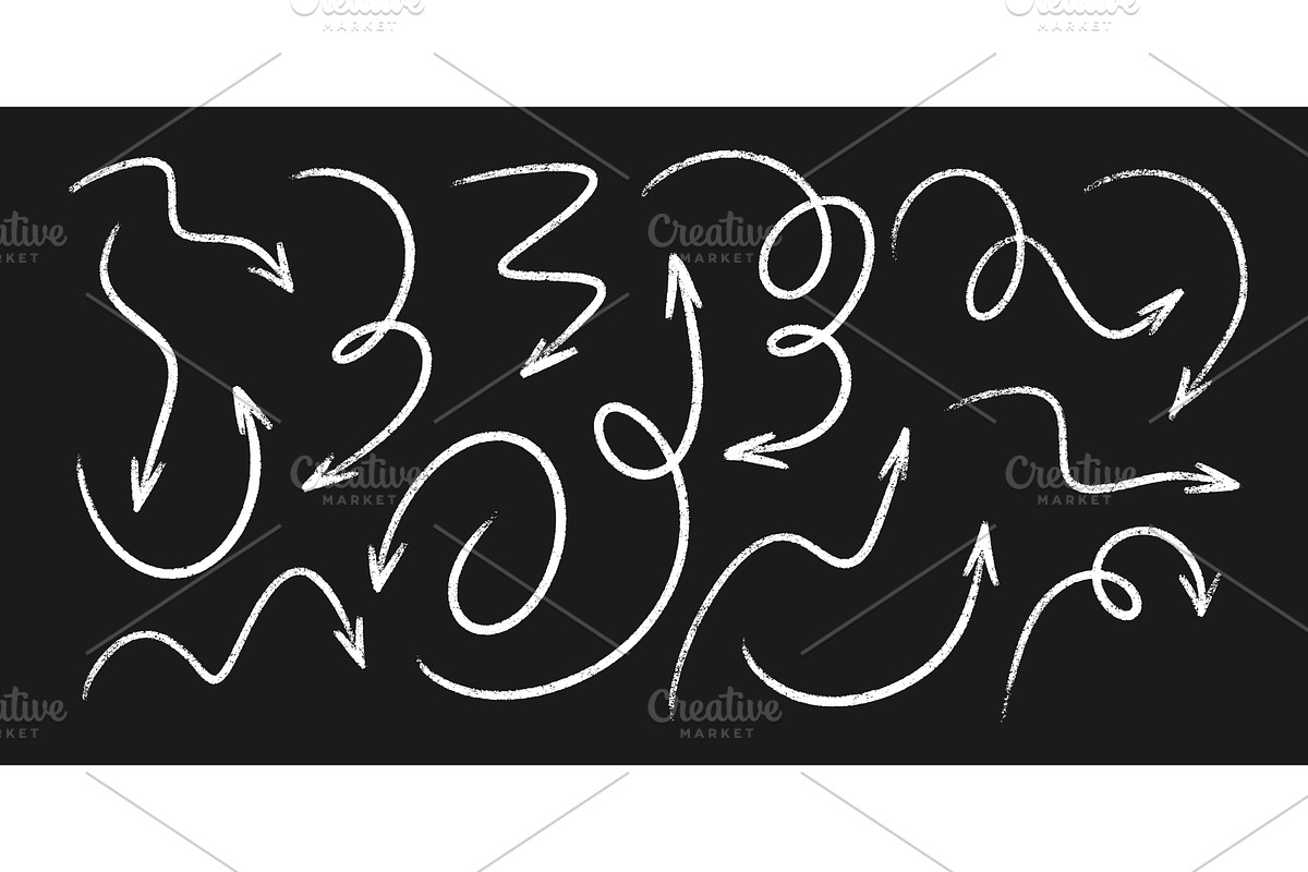 White chalk arrows on black, an Object Illustration by YuliiaOsadcha