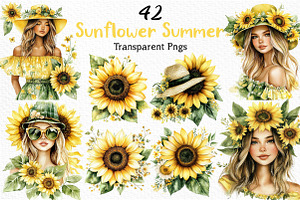 Watercolor Sunflower Summer Clipart, an Illustration by Craft Nest