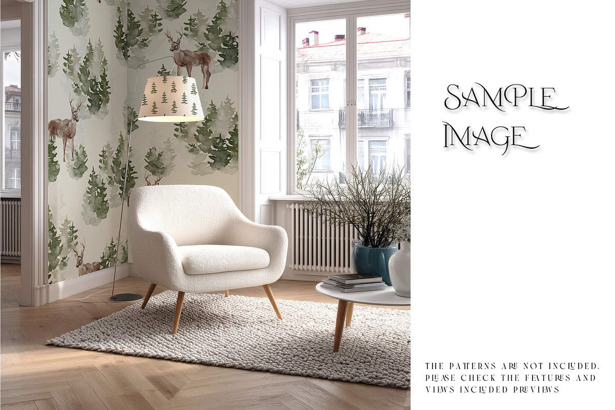 Living Room Wallpaper Mockups, a Product Mockup by mock-ups (Photo 7 of 11)