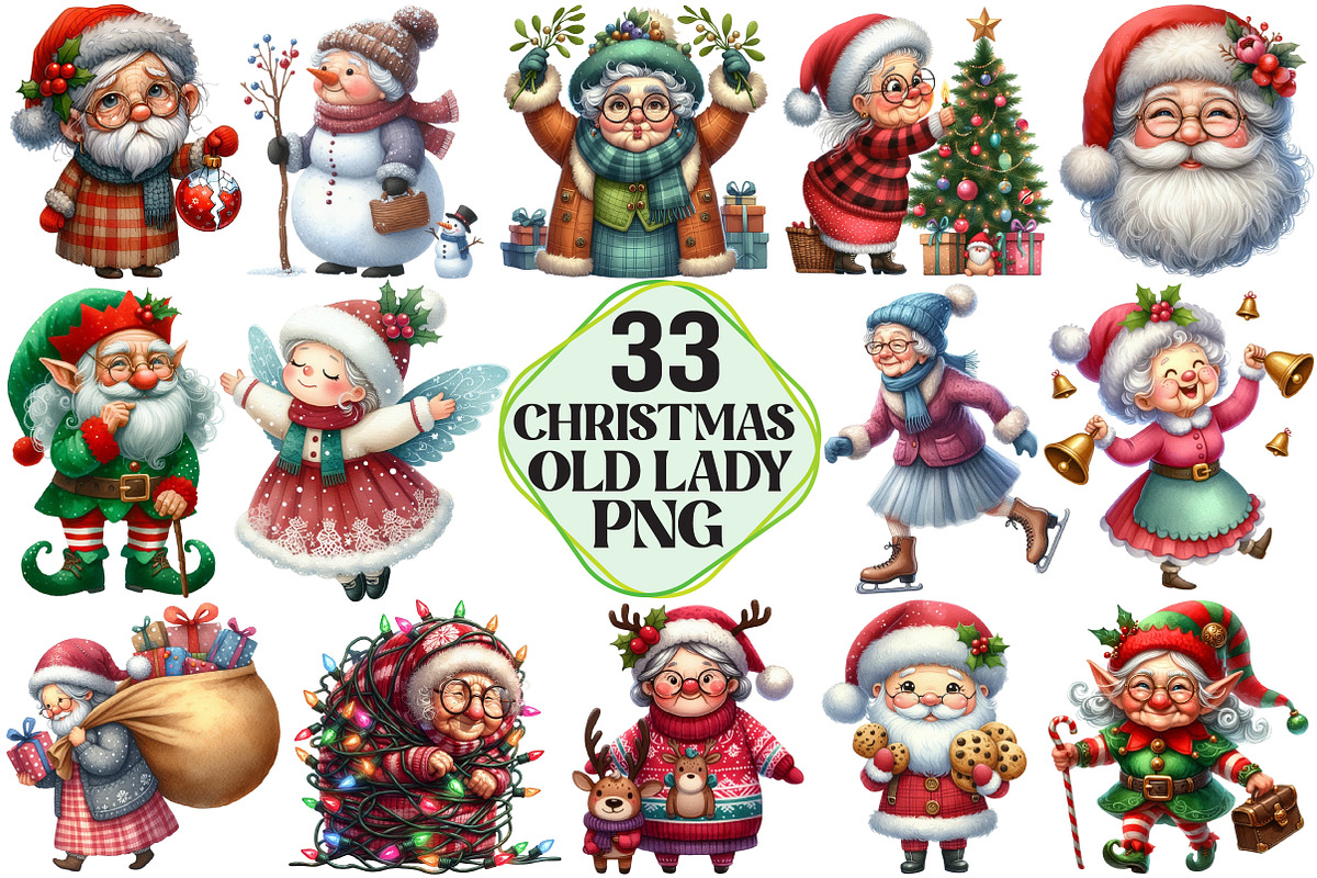 Funny Old Lady Christmas Sublimation, a Decorative Illustration by Pixels.Craft (Photo 1 of 7)