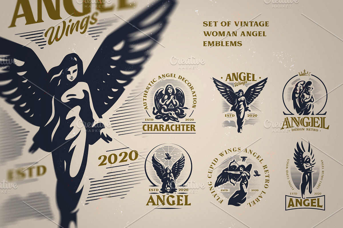 A set of vintage emblems, an Illustration by Masterlevsha (Photo 1 of 2)