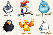 Funny Grumpy Birds Clipart, an Illustration by OK Design (Thumbnail 2 of 5)