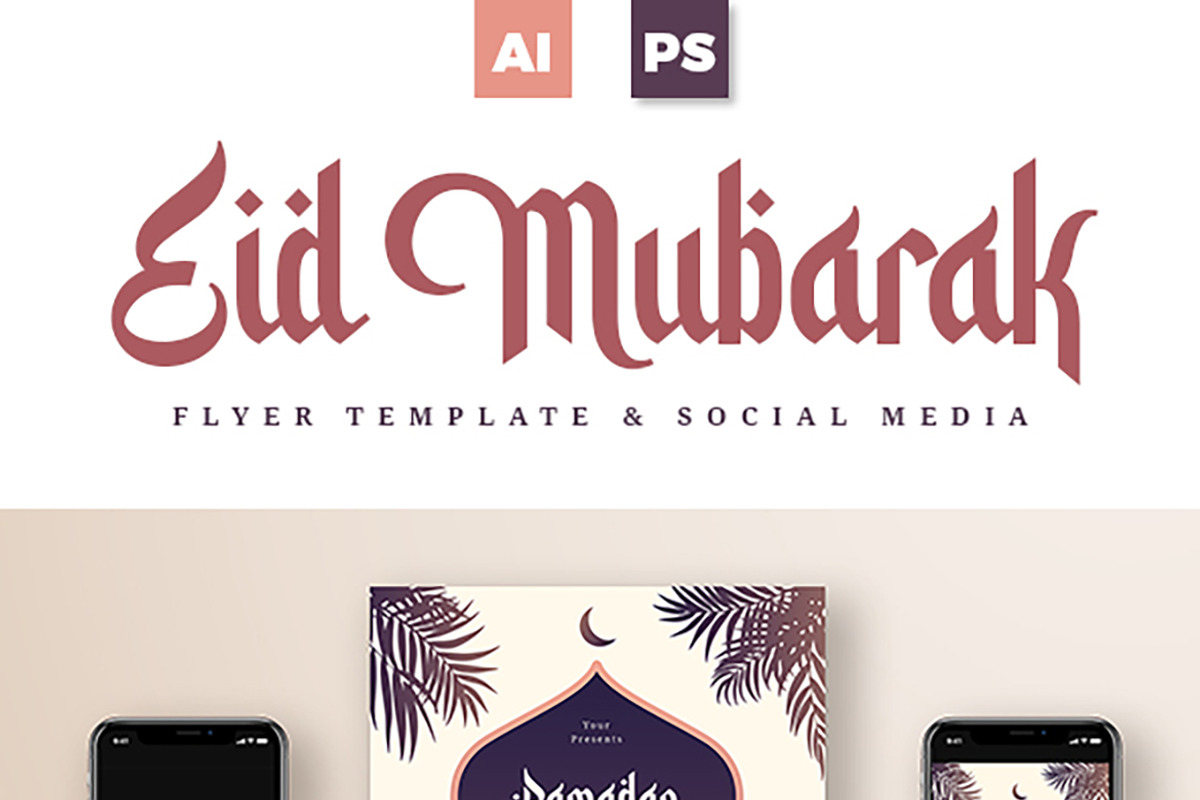 Eid Mubarak Flyer + Social Media, a Flyer Template by Esui Studio (Photo 5 of 5)