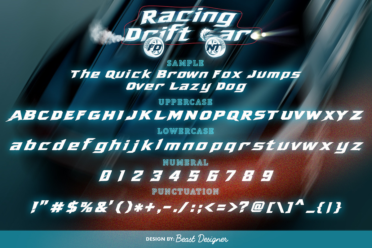 Racing Drift Car Font, a Handwritten Font by Beast Designer (Photo 2 of 2)