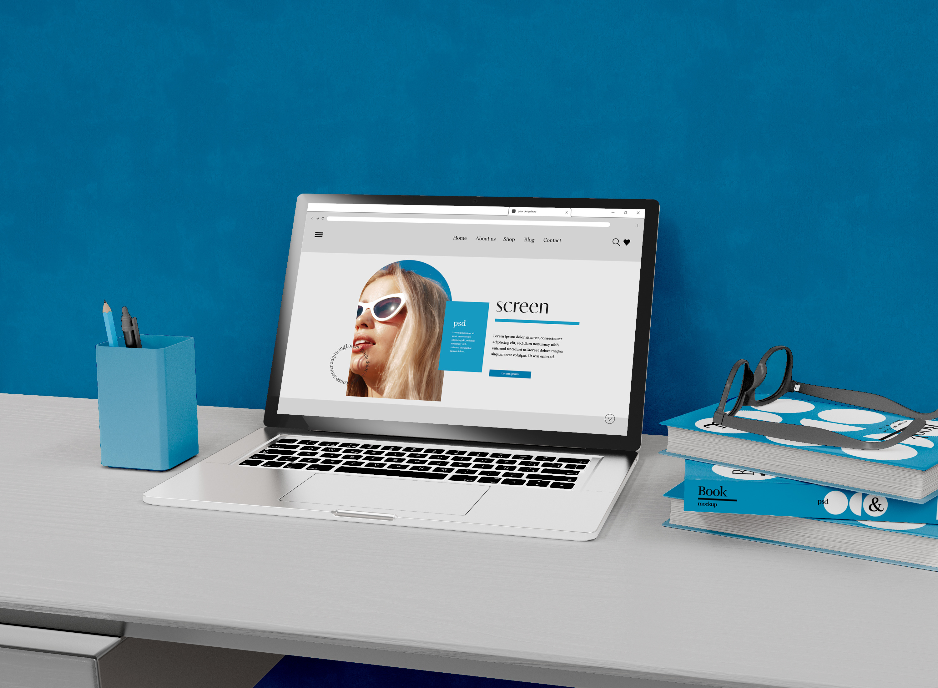 Laptop with Floating UI Screen, an UI Kit Template by Mego-studio