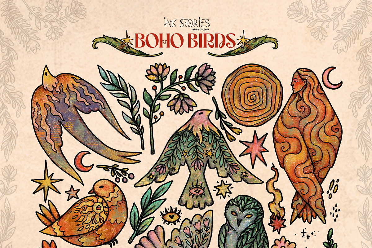 Boho Birds, an Animal Illustration by Ink Stories (Photo 3 of 16)