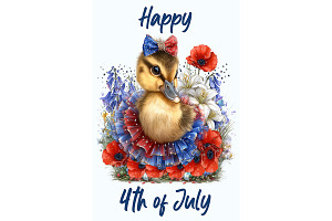 Duck Illustration with Floral Accent, an Animal Illustration by Art Paradise Studios