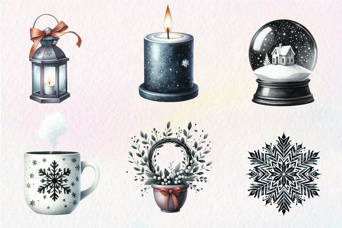 Black and White Christmas Clipart, an Illustration by CreationArt (Photo 2 of 5)