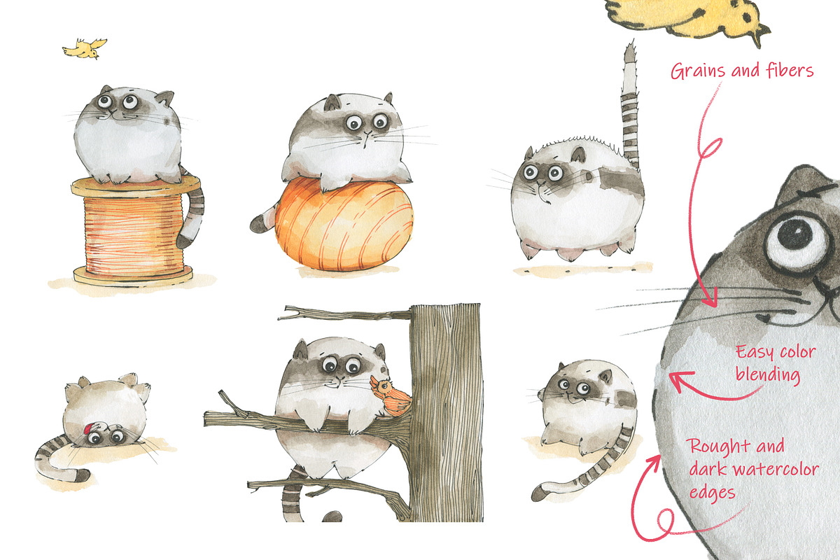 Cats for posters, cards, stickers, an Illustration by Novikova Lida (Photo 2 of 4)