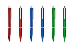 Set Of Blank Vector Pens.