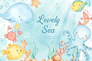 Lovely Sea Animals Watercolor Set