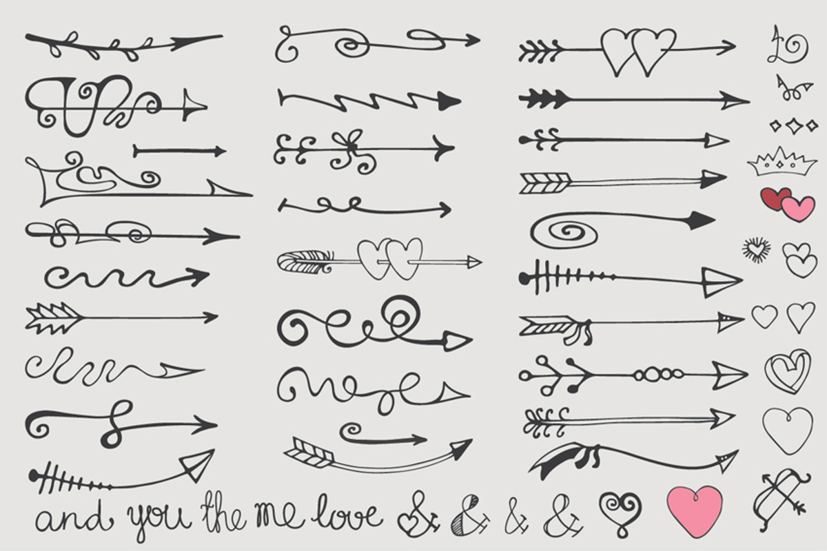 Hand drawn Arrows set.Vector Decor preview 2