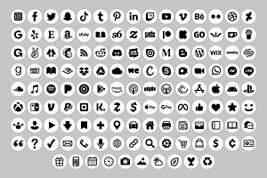 White Circle Social Media Icons Set