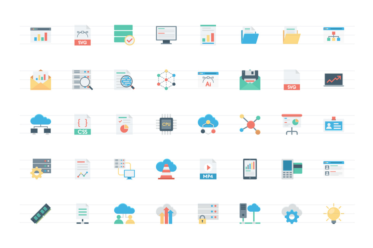 120 Flat Cloud Data Technology Icons, a Duotone Icon by Creative Stall