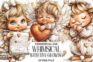 Whimsical Cupid With Hearts Clipart, an Illustration by Daily.Designs