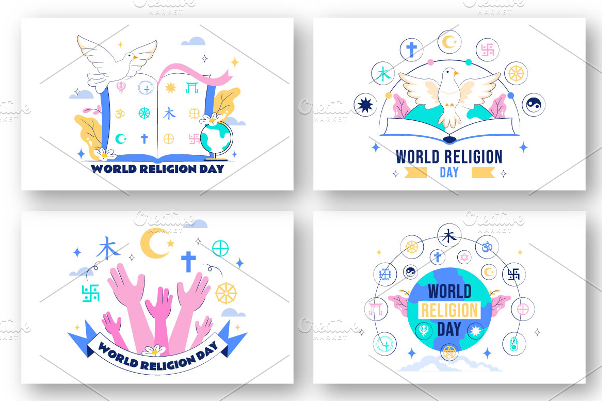 10 World Religion Day Illustration, a Person Illustration by denayunebgt (Photo 2 of 4)