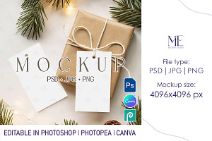 Elegant Holiday Gift Tag Mock up, a Mockup by Mie Mockup Studio