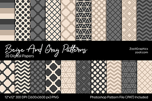 Beige And Gray/Grey Digital Papers