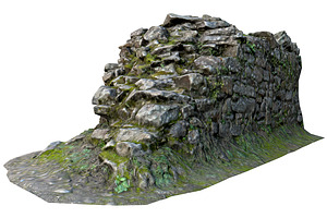 Old Mossy Stone Half Wall