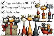Quirky Christmas Cat Gang clipart, an Illustration by Libby Wishes (Thumbnail 9 of 9)