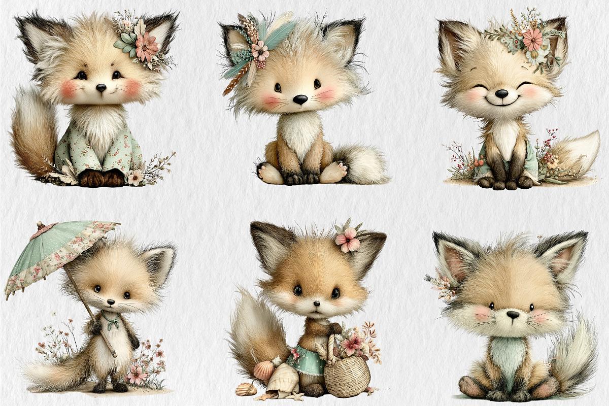 Whimsical Summer Fox Clipart, a Seasonal Illustration by Rose Art (Photo 3 of 6)