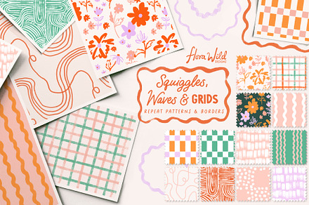 Squiggles, Waves, Grids, a Pattern Graphic by Flora Wild Designs