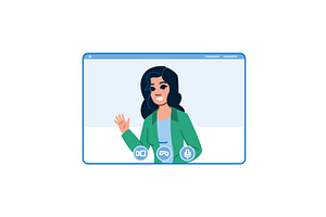 Businesswoman waving during video, a Technology Illustration by pikepicture