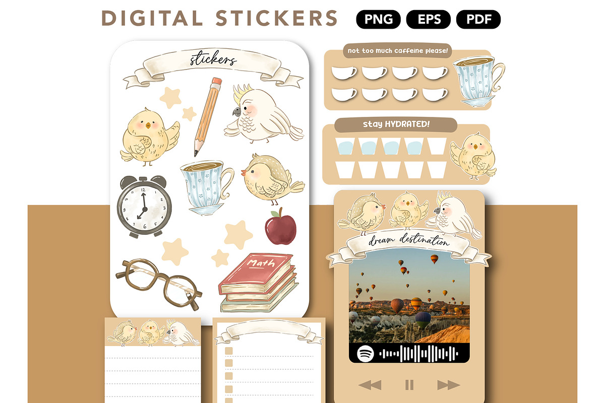 back to school PNG planner stickers, a Design Template by hanacrochetdesign (Photo 9 of 11)