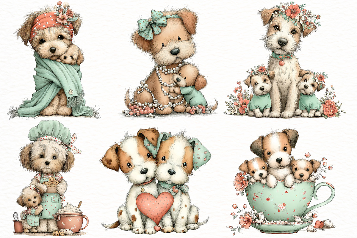 Whimsical mother's day Dog clipart, an Illustration by Designworld (Photo 2 of 6)