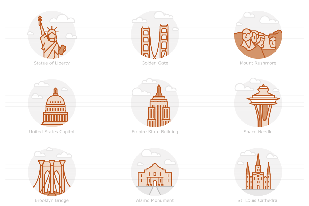 Landmarks of the USA Icon Set, a Duotone Icon by Jozsef Balazs-Hegedus (Photo 2 of 6)