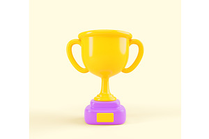 Golden Cup Icon 3d Render. Rank