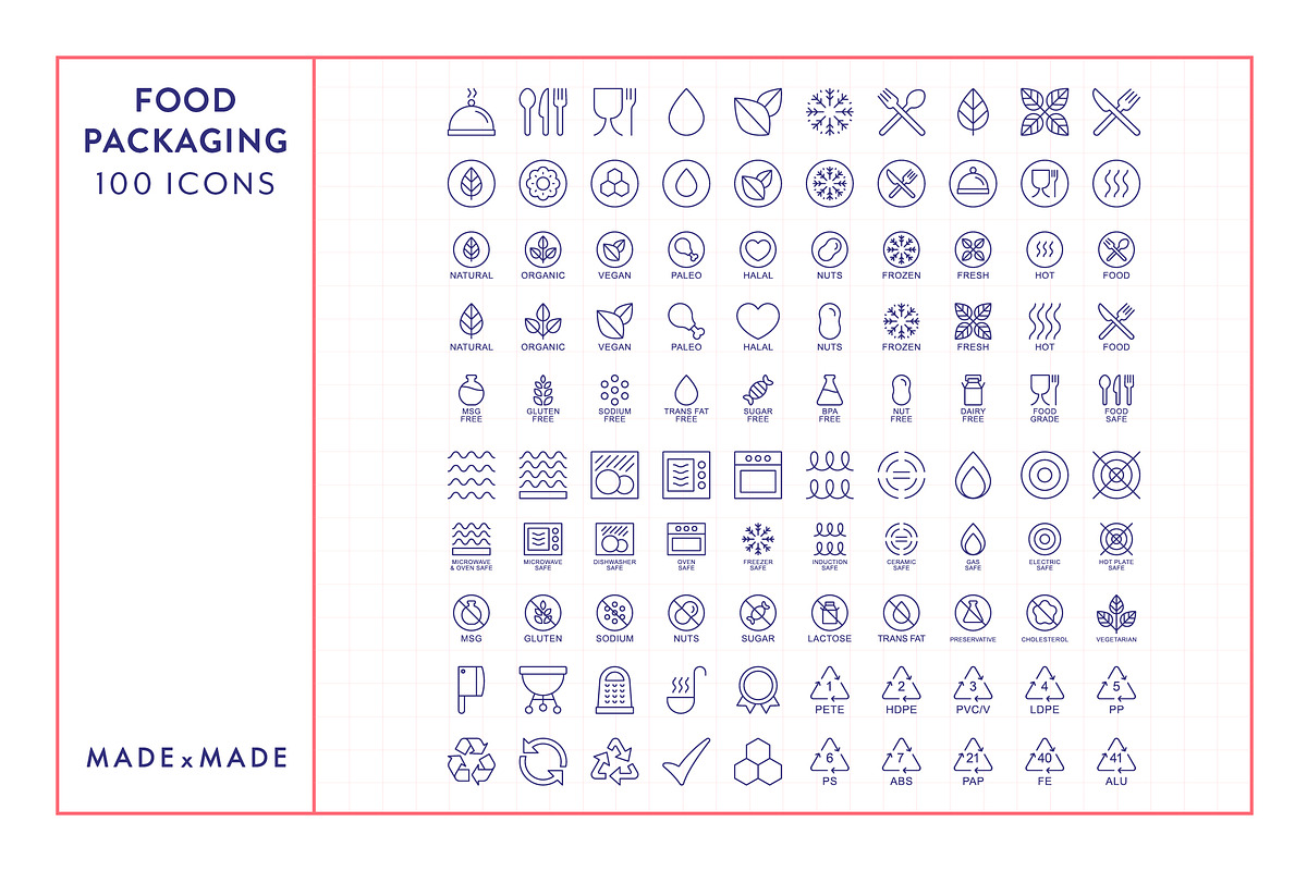 Food Packaging Line Icons, an Outline Icon by Made by Made (Photo 5 of 8)