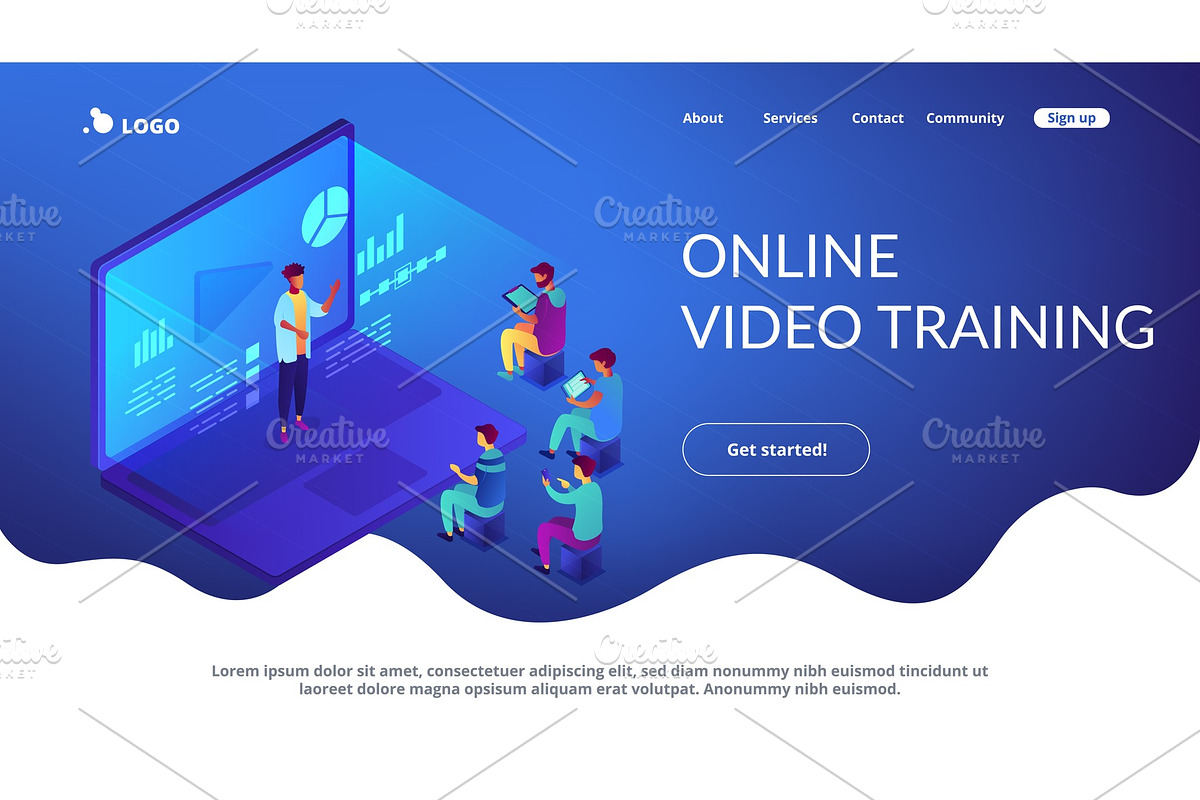 Webinar isometric 3D landing page., an Education Illustration by Visual Generation