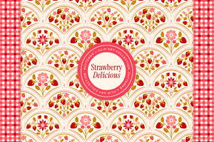 Strawberry Patterns & Clip Art, a Pattern Graphic by Eclectic Anthology