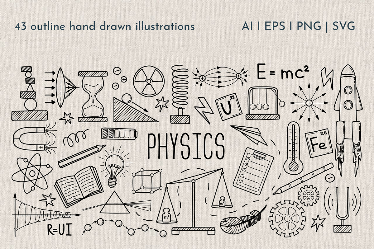 Physics hand drawn collection, an Education Illustration by KathrineWatercolor (Photo 3 of 6)