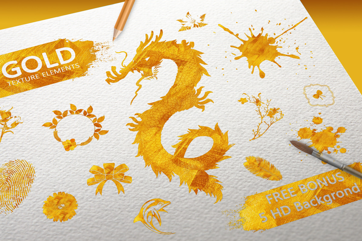 Gold texture elements, a Texture Graphic by VL Shop (Photo 1 of 12)