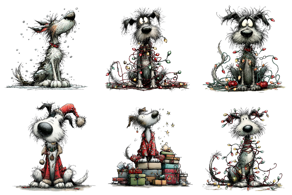 Christmas Dog clipart, an Illustration by CreationArt (Photo 3 of 5)