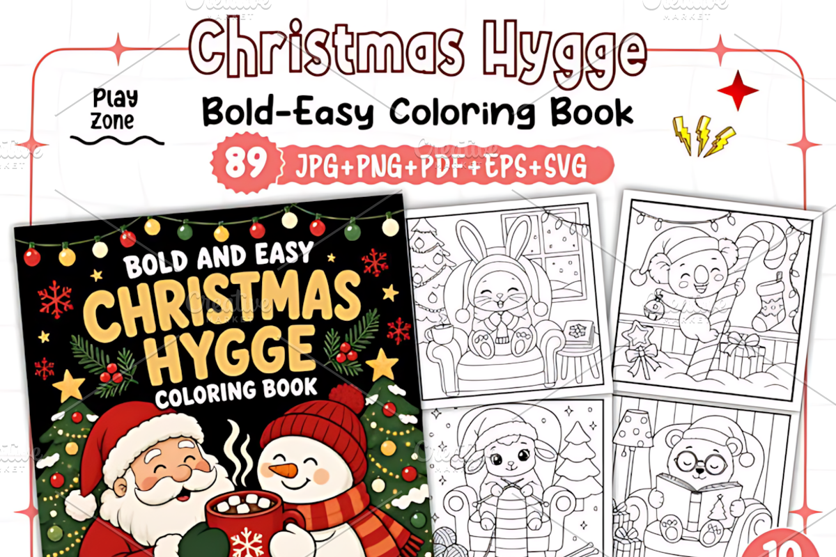 Christmas Hygge Coloring Book, a Seasonal Illustration by Design Station (Photo 1 of 3)