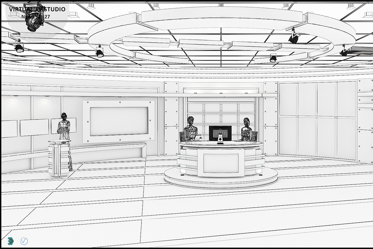 Virtual TV Studio News Set 27, an Architecture 3D Model by akerStudio (Photo 7 of 49)
